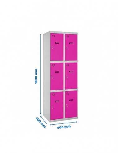 Armario Taquilla SIMON LOCKER Profesional Monobloque 3 Puerta 2/6 400 (800) Gris/Rosa | Taquilla metálica SimonLocker para vestu