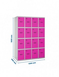 Armario Taquilla SIMON LOCKER Profesional Monobloque 4 Puerta 4/16 300 (1200)Gris/Rosa | Taquilla metálica SimonLocker para vest