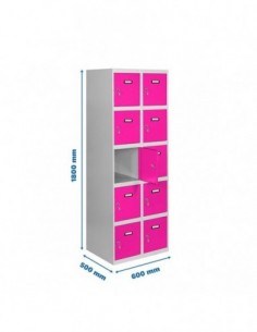 Armario Taquilla SIMON LOCKER Profesional Monobloque 5 Puerta 2/10 300 (600) Gris/Rosa | Taquilla metálica SimonLocker para vest