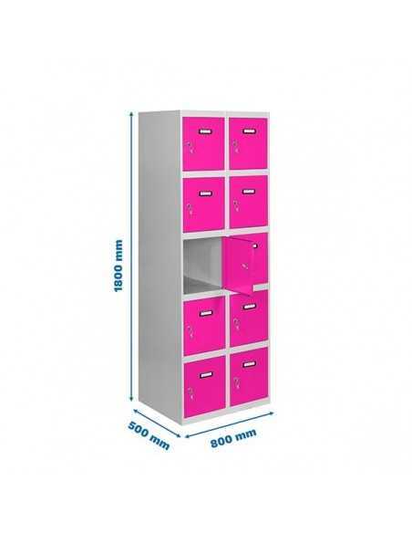 Armario Taquilla SIMON LOCKER Profesional Monobloque 5 Puerta 2/10 400 (800) Gris/Rosa | Taquilla metálica SimonLocker para vest