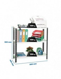 Estantería SIMONCLASSICS Comfort mini 3/400 900 antracita/blanco | Estantería metálica SimonRack para cargas de 300 kg