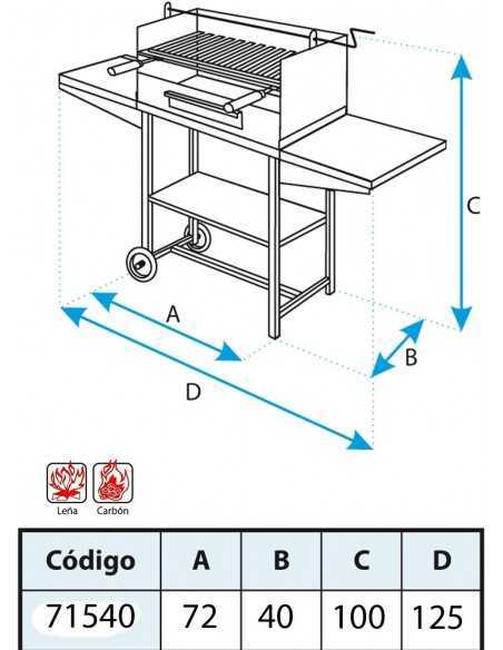 Barbacoa con Elevador y Bandejas Metálicas