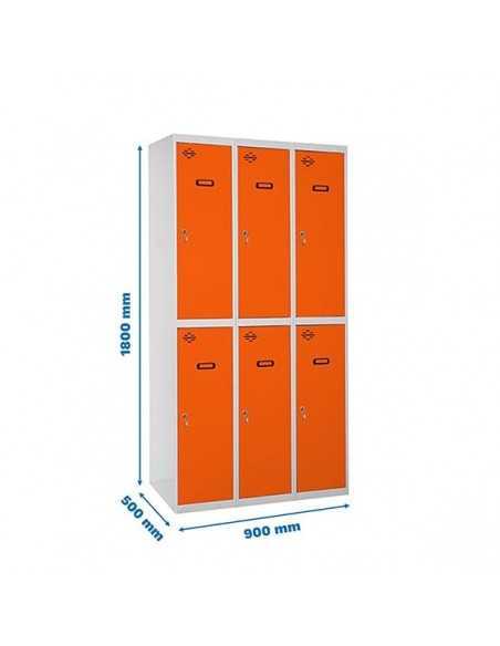 Armario Taquilla SIMON LOCKER Profesional Monobloque Tandem 3/6 300 (900) Gris/Naranja | Taquilla metálica SimonLocker para vest