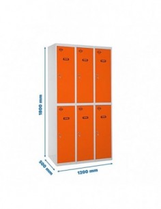 Armario Taquilla SIMON LOCKER Profesional Monobloque Tandem 3/6 400 (1200) Gris/Naranja | Taquilla metálica SimonLocker para ves
