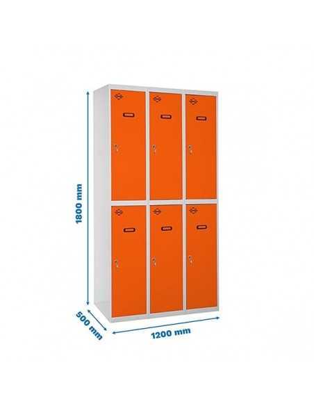 Armario Taquilla SIMON LOCKER Profesional Monobloque Tandem 3/6 400 (1200) Gris/Naranja | Taquilla metálica SimonLocker para ves