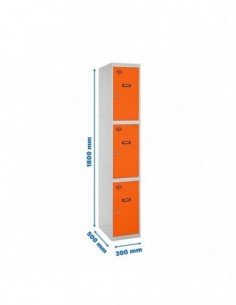 Armario Taquilla SIMON LOCKER Profesional Monobloque 3 Puerta 1/3 300 Gris/Naranja | Taquilla metálica SimonLocker para vestuari