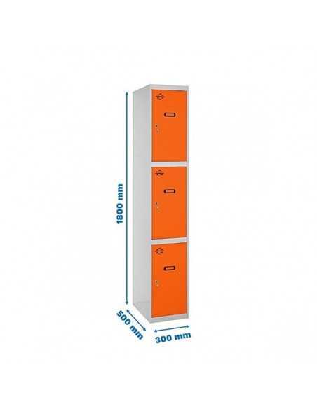 Armario Taquilla SIMON LOCKER Profesional Monobloque 3 Puerta 1/3 300 Gris/Naranja | Taquilla metálica SimonLocker para vestuari