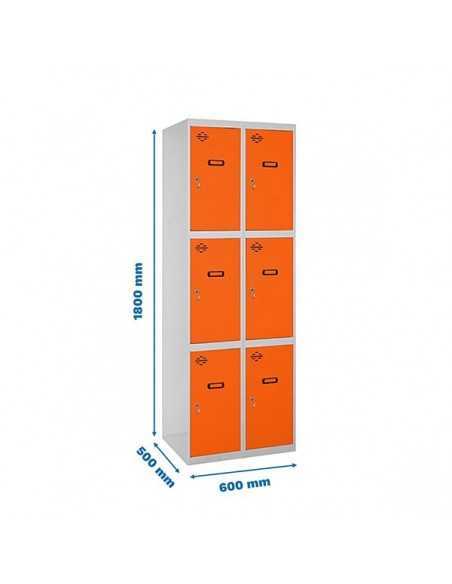 Armario Taquilla SIMON LOCKER Profesional Monobloque 3 Puerta 2/6 300 (600) Gris/Naranja | Taquilla metálica SimonLocker para ve