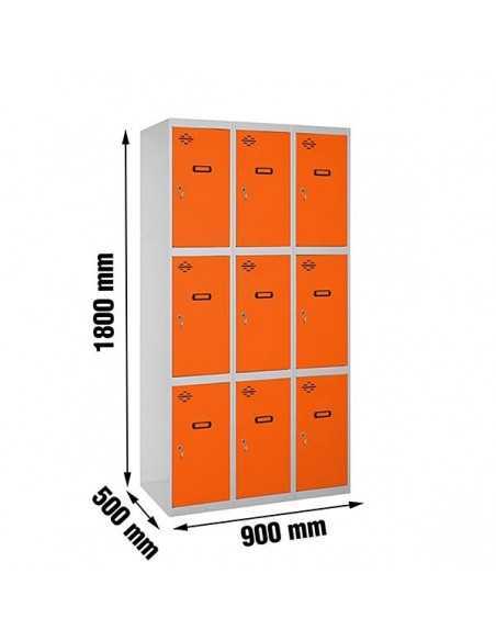 Armario Taquilla SIMON LOCKER Profesional Monobloque 3 Puerta 3/9 300 (900) Gris/Naranja | Taquilla metálica SimonLocker para ve