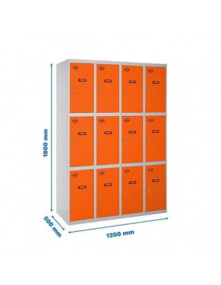 Armario Taquilla SIMON LOCKER Profesional Monobloque 3 Puerta 4/12 300 (1200)Gris/Naranja | Taquilla metálica SimonLocker para v