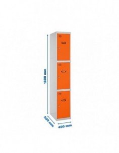 Armario Taquilla SIMON LOCKER Profesional Monobloque 3 Puerta 1/3 400 Gris/Naranja | Taquilla metálica SimonLocker para vestuari