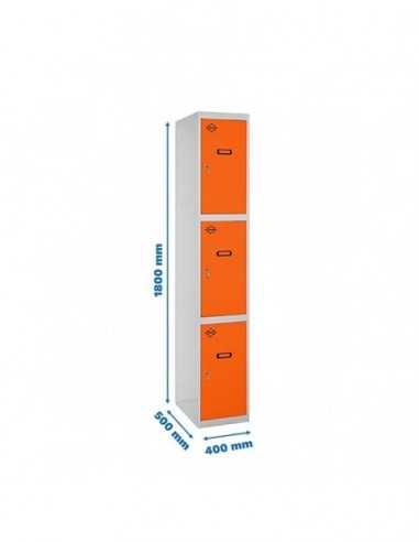 Armario Taquilla SIMON LOCKER Profesional Monobloque 3 Puerta 1/3 400 Gris/Naranja | Taquilla metálica SimonLocker para vestuari