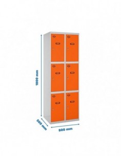 Armario Taquilla SIMON LOCKER Profesional Monobloque 3 Puerta 2/6 400 (800) Gris/Naranja | Taquilla metálica SimonLocker para ve