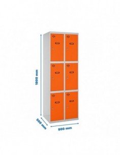 Armario Taquilla SIMON LOCKER Profesional Monobloque 3 Puerta 2/6 400 (800) Gris/Naranja | Taquilla metálica SimonLocker para ve