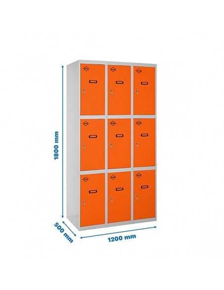 Armario Taquilla SIMON LOCKER Profesional Monobloque 3 Puerta 3/9 400 (1200) Gris/Naranja | Taquilla metálica SimonLocker para v