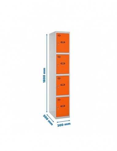 Armario Taquilla SIMON LOCKER Profesional Monobloque 4 Puerta 1/4 300 Gris/Naranja | Taquilla metálica SimonLocker para vestuari