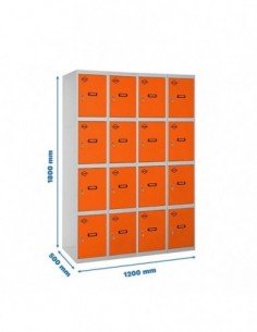 Armario Taquilla SIMON LOCKER Profesional Monobloque 4 Puerta 4/16 300 (1200)Gris/Naranja | Taquilla metálica SimonLocker para v