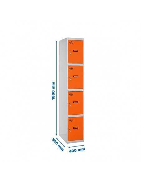 Armario Taquilla SIMON LOCKER Profesional Monobloque 4 Puerta 1/4 400 Gris/Naranja | Taquilla metálica SimonLocker para vestuari