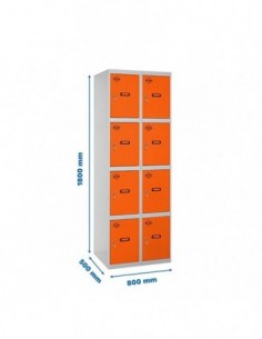 Armario Taquilla SIMON LOCKER Profesional Monobloque 4 Puerta 2/8 400 (800) Gris/Naranja | Taquilla metálica SimonLocker para ve