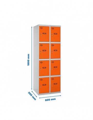 Armario Taquilla SIMON LOCKER Profesional Monobloque 4 Puerta 2/8 400 (800) Gris/Naranja | Taquilla metálica SimonLocker para ve