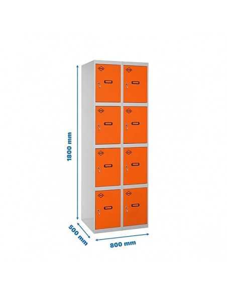 Armario Taquilla SIMON LOCKER Profesional Monobloque 4 Puerta 2/8 400 (800) Gris/Naranja | Taquilla metálica SimonLocker para ve