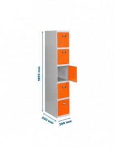 Armario Taquilla SIMON LOCKER Profesional Monobloque 5 Puerta 1/5 300 Gris/Naranja | Taquilla metálica SimonLocker para vestuari