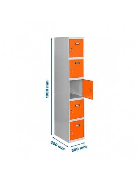 Armario Taquilla SIMON LOCKER Profesional Monobloque 5 Puerta 1/5 300 Gris/Naranja | Taquilla metálica SimonLocker para vestuari