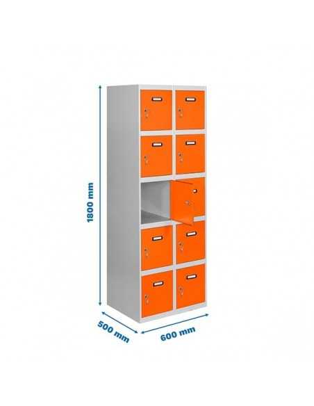 Armario Taquilla SIMON LOCKER Profesional Monobloque 5 Puerta 2/10 300 (600) Gris/Naranja | Taquilla metálica SimonLocker para v