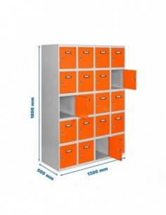 Armario Taquilla SIMON LOCKER Profesional Monobloque 5 Puerta 4/20 300 (1200)Gris/Naranja | Taquilla metálica SimonLocker para v