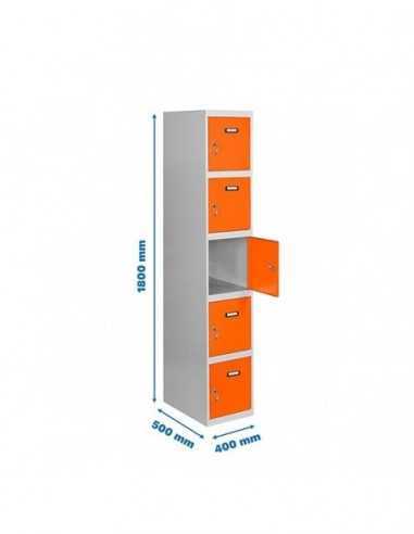 Armario Taquilla SIMON LOCKER Profesional Monobloque 5 Puerta 1/5 400 Gris/Naranja | Taquilla metálica SimonLocker para vestuari