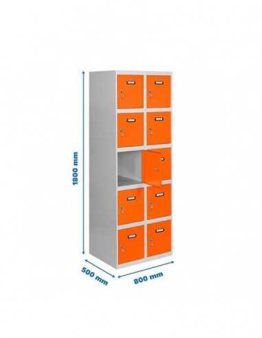 Armario Taquilla SIMON LOCKER Profesional Monobloque 5 Puerta 2/10 400 (800) Gris/Naranja | Taquilla metálica SimonLocker para v