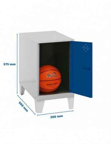 Armario Taquilla SIMON LOCKER Monobloque Mini 475x300x500 + pies Gris/Azul | Taquilla metálica SimonLocker para vestuarios y ofi