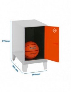Armario Taquilla SIMON LOCKER Monobloque Mini 475x300x500 + pies Gris/Naranja | Taquilla metálica SimonLocker para vestuarios y 