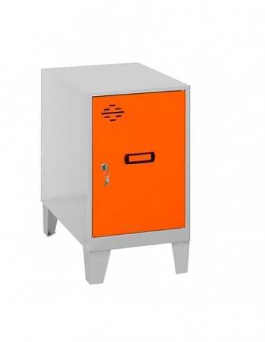 Armario Taquilla SIMON LOCKER Monobloque Mini 475x300x500 + pies Gris/Naranja | Taquilla metálica SimonLocker para vestuarios y 