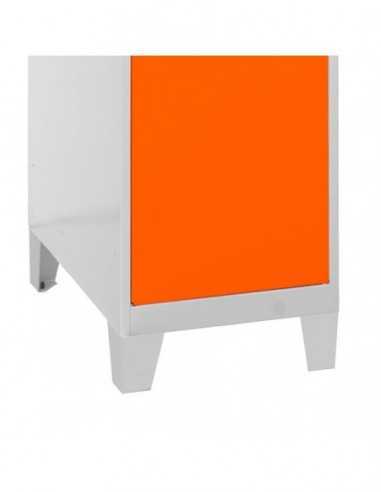 Armario Taquilla SIMON LOCKER Monobloque Mini 475x300x500 + pies Gris/Naranja | Taquilla metálica SimonLocker para vestuarios y 