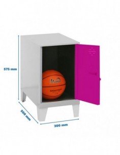 Armario Taquilla SIMON LOCKER Monobloque Mini 475x300x500 + pies Gris/Rosa | Taquilla metálica SimonLocker para vestuarios y ofi