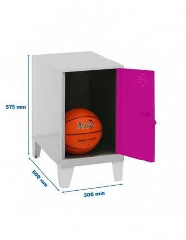 Armario Taquilla SIMON LOCKER Monobloque Mini 475x300x500 + pies Gris/Rosa | Taquilla metálica SimonLocker para vestuarios y ofi