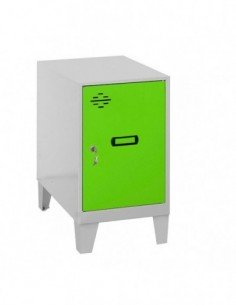 Armario Taquilla SIMON LOCKER Monobloque Mini 475x300x500 + pies Gris/Verde | Taquilla metálica SimonLocker para vestuarios y of 2