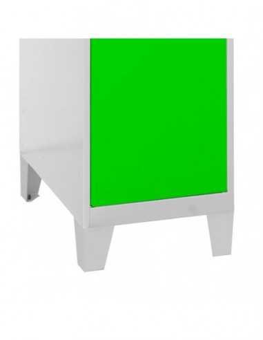 Armario Taquilla SIMON LOCKER Monobloque Mini 475x300x500 + pies Gris/Verde | Taquilla metálica SimonLocker para vestuarios y of