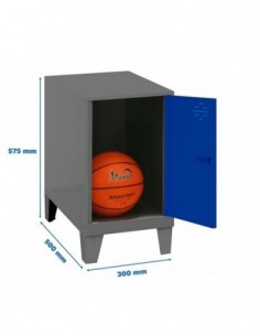 Armario Taquilla SIMON LOCKER Monobloque Mini 475x300x500 + pies Antracita/Azul | Taquilla metálica SimonLocker para vestuarios 