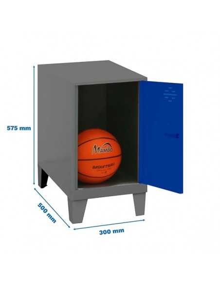 Armario Taquilla SIMON LOCKER Monobloque Mini 475x300x500 + pies Antracita/Azul | Taquilla metálica SimonLocker para vestuarios 