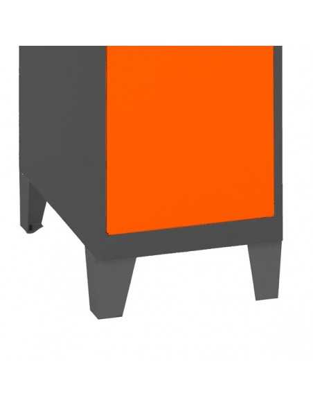 Armario Taquilla SIMON LOCKER Monobloque Mini 475x300x500 + pies Antracita/Naranja | Taquilla metálica SimonLocker para vestuari