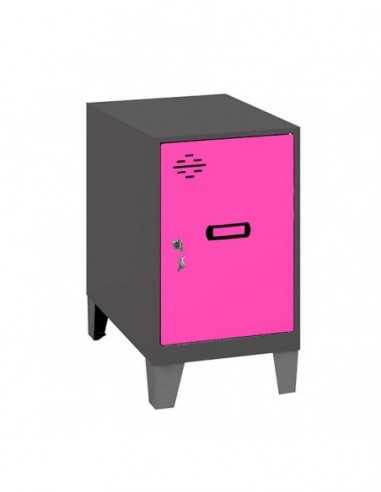 Armario Taquilla SIMON LOCKER Monobloque Mini 475x300x500 + pies Antracita/Rosa | Taquilla metálica SimonLocker para vestuarios 