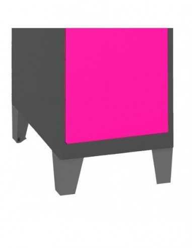 Armario Taquilla SIMON LOCKER Monobloque Mini 475x300x500 + pies Antracita/Rosa | Taquilla metálica SimonLocker para vestuarios 