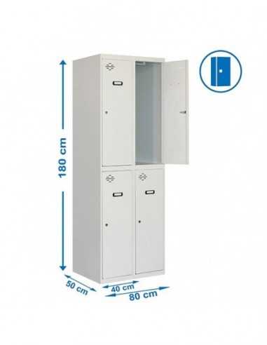 Armario Taquilla SIMON LOCKER PROF.Monobloque Tandem 2/4 400 (800) Gris | Taquilla metálica SimonLocker para vestuarios y oficin