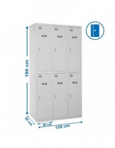 Armario Taquilla SIMON LOCKER PROF.Monobloque Tandem 3/6 400 (1200) Gris | Taquilla metálica SimonLocker para vestuarios y ofici