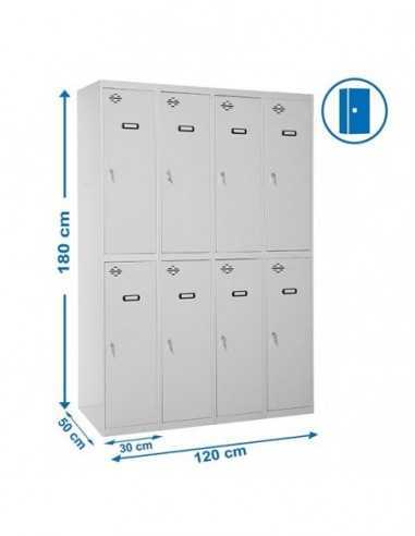 Armario Taquilla SIMON LOCKER PROF.Monobloque Tandem 4/8 300 (1200) Gris | Taquilla metálica SimonLocker para vestuarios y ofici