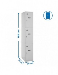 Armario Taquilla SIMON LOCKER PROF.Monobloque 3 PUERTA 1/3 300 Gris | Taquilla metálica SimonLocker para vestuarios y oficinas