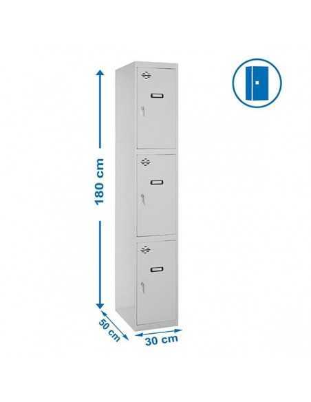 Armario Taquilla SIMON LOCKER PROF.Monobloque 3 PUERTA 1/3 300 Gris | Taquilla metálica SimonLocker para vestuarios y oficinas