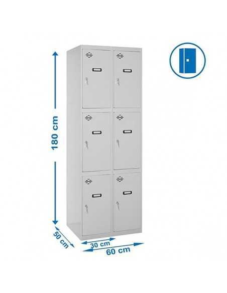 Armario Taquilla SIMON LOCKER PROF.Monobloque 3 PUERTA 2/6 300 (600) Gris | Taquilla metálica SimonLocker para vestuarios y ofic